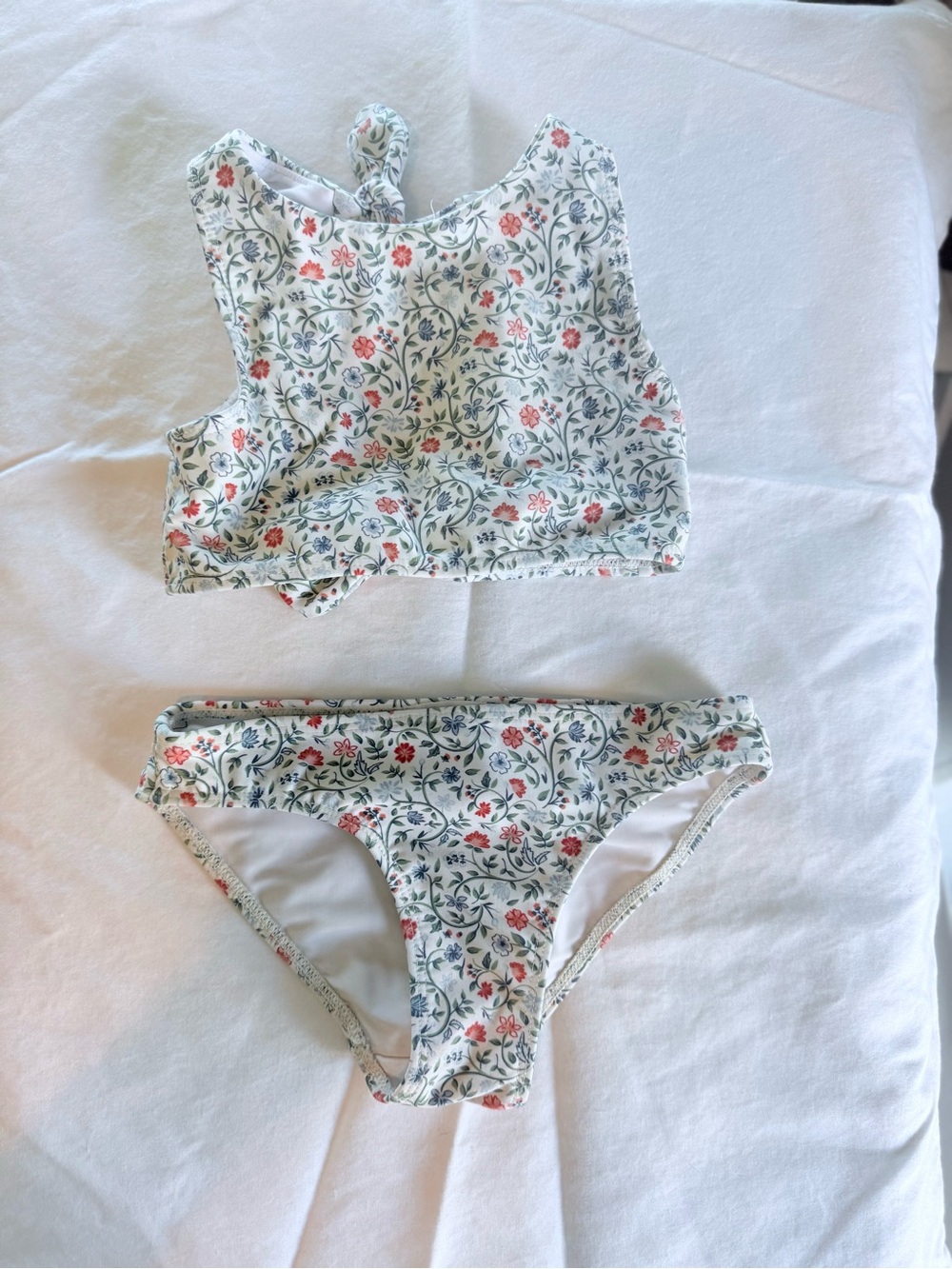 Minnow Girls Floral Bikini Set - White with Pink & Green Floral, 3T